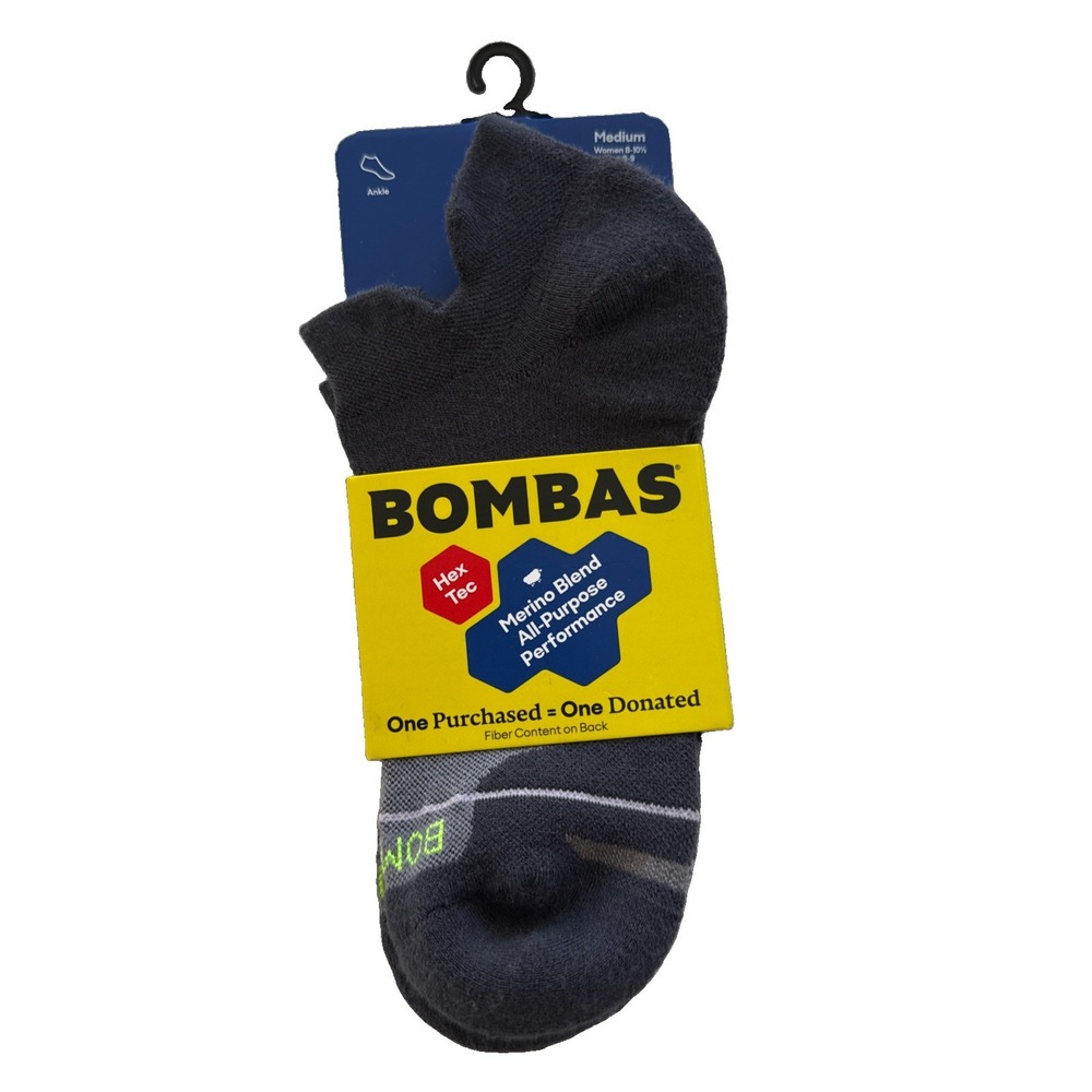 Bombas Unisex Hex Tex Merino Blend All-Purpose Performance Ankle Socks Size M